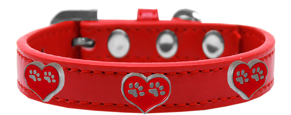 Paw Heart Widget Dog Collar Red Size 20